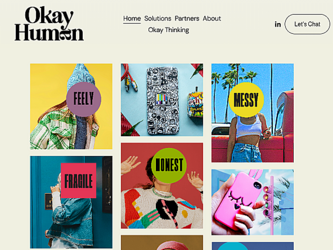 screengrab of Okay Human's new website, relaunched in June 2025